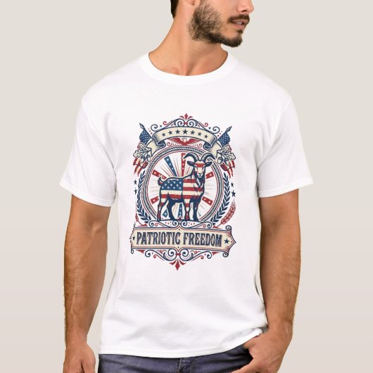 愛国的なヤギ農場のベクターグラフィックTシャツ_1 Tシャツ (正面)