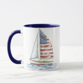 愛国的なヨット アメリカーナ 海岸 コーヒーマグ マグカップ (左)