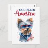愛国的なヨークシャーテリア、神の祝福アメリカのはがき ポストカード (正面/裏面)