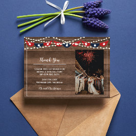 愛国的なライトフレーム7月4日バナ結婚ー サンキューカード