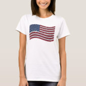 愛国的なラインストーンアメリカ国旗イラスト Tシャツ (正面)