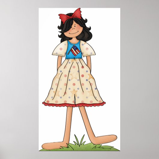 愛国的なラグドールガールアメリカーナフォーク ポスター (正面)