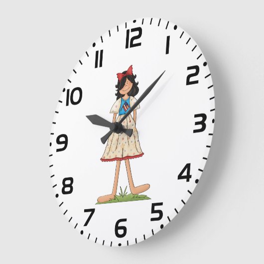 愛国的なラグドールガールアメリカーナフォーク ラージ壁時計 (傾斜)