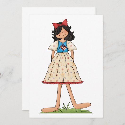 愛国的なラグドールガールアメリカーナフォーク 招待状 (正面/裏面)