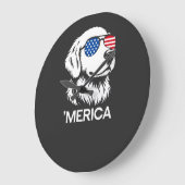 愛国的なラブラドールアメリカ国旗独立記念日 ラージ壁時計 (傾斜)