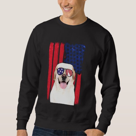 愛国的なラブラドール犬7月の4thアメリカのFl スウェットシャツ (正面)