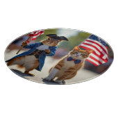 愛国的なリスと猫 カッティングボード (角)