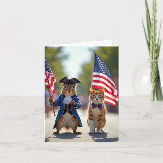 愛国的なリスと猫 カード (正面)