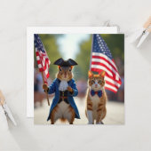 愛国的なリスと猫 カード (正面/裏面インサイチュ)