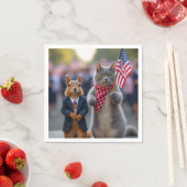 愛国的なリスと猫 スタンダードカクテルナプキン (インサイチュ)