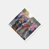 愛国的なリスと猫 スタンダードカクテルナプキン (角)