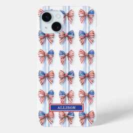 愛国的なリボンがストライプのモノグラム入りCase-Mate iP iPhone 15 Miniケース
