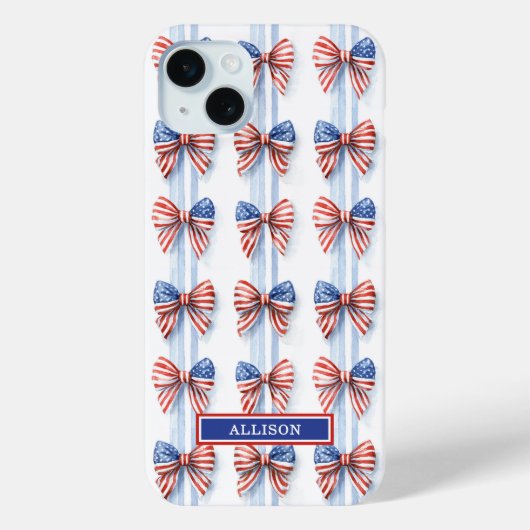 愛国的なリボンがストライプのモノグラム入りCase-Mate iP Case-Mate iPhoneケース (裏面)