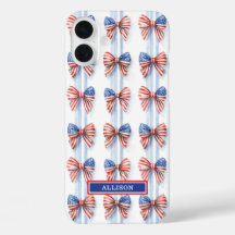 愛国的なリボンが付いたストライプのモノグラム入りCase-Mate iP