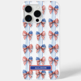 愛国的なリボンが付いたストライプのモノグラム入りCase-Mate iP iPhone 15 Pro Maxケース