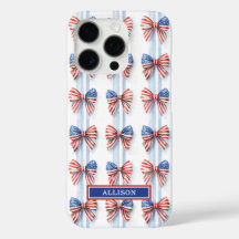 愛国的なリボンが付いたストライプのモノグラム入りCase-Mate iP