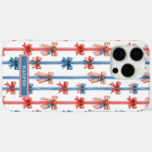 愛国的なリボンとストライプのモノグラム Case-Mate iPhoneケース (裏面 (横))