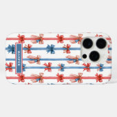 愛国的なリボンとストライプのモノグラム Case-Mate iPhoneケース (裏面 (横))