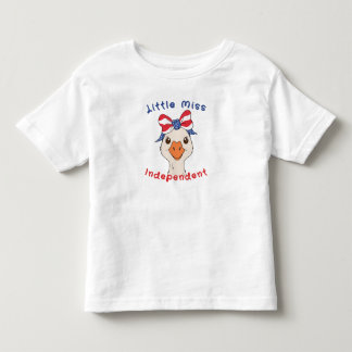 愛国的なリボンを付けたリトルミスインディペンデント・グース トドラーTシャツ