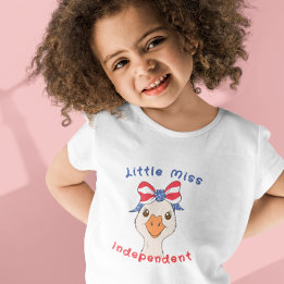 愛国的なリボンを付けたリトルミスインディペンデント・グース トドラーTシャツ