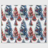 愛国的なリボンクリスマスツリー ラッピングペーパー (フラット)