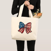 🇺🇸 愛国的なリボントートバッグ 🎀👜✨ ラージトートバッグ (正面(商品))
