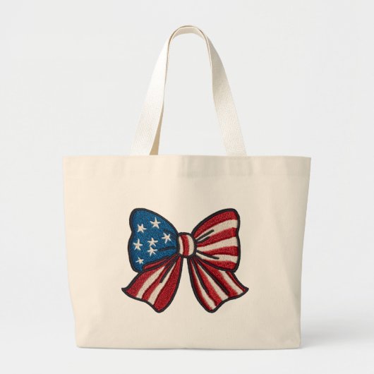 🇺🇸 愛国的なリボントートバッグ 🎀👜✨ ラージトートバッグ (正面)