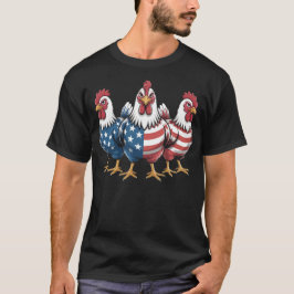愛国的なルースターアメリカ国旗7月4日農家T Tシャツ