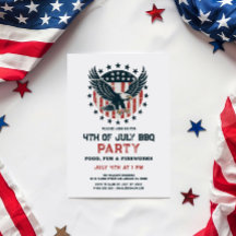 愛国的なレトロアメリカンハゲワシBBQ招待状