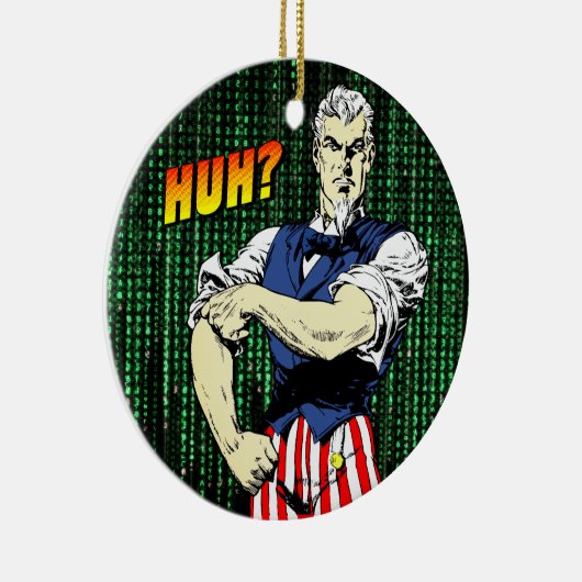 愛国的なレトロウィムシー:アンクル転が・サムの上の袖 セラミックオーナメント (右)