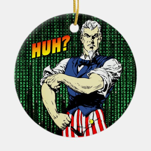 愛国的なレトロウィムシー:アンクル転が・サムの上の袖 セラミックオーナメント (正面)