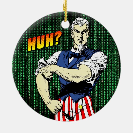 愛国的なレトロウィムシー:アンクル転が・サムの上の袖 セラミックオーナメント (裏面)