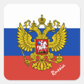 愛国的なロシアロシアのと国旗、休日/スポーツ スクエアシール (正面)