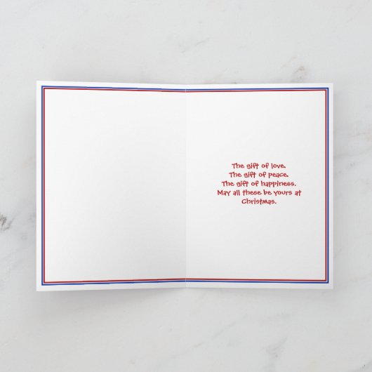 愛国的なロッキングホースを持つクリスマスリース シーズンカード (内部)