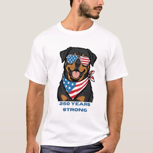 愛国的なロットワイラー  Tシャツ (正面)
