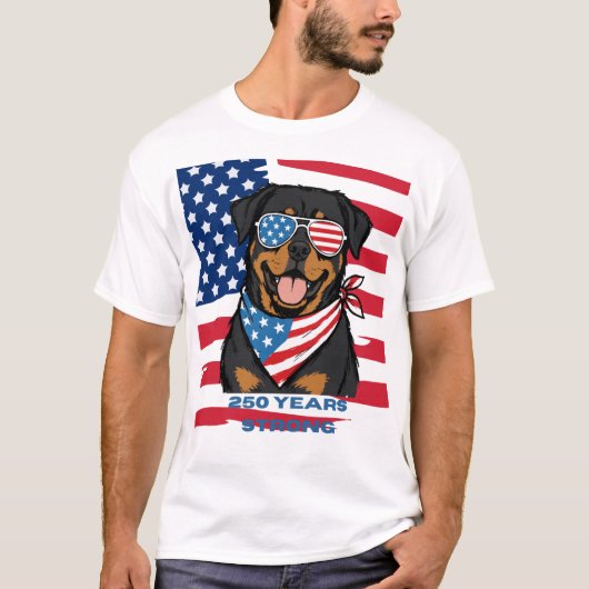 愛国的なロットワイラー  Tシャツ (正面)