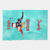 愛国的なロングホーン牛のキッチンタオル キッチンタオル (横)