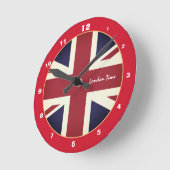 愛国的なロンドン、ヴィンテージイギリス国旗/英国 ラウンド壁時計 (傾斜)