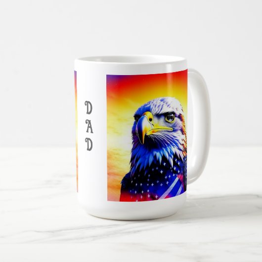 愛国的なワシとアメリカ国パーソナライズされた旗 コーヒーマグカップ (正面右)