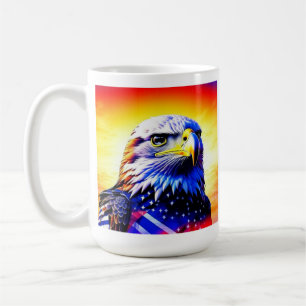 愛国的なワシとアメリカ国パーソナライズされた旗 コーヒーマグカップ
