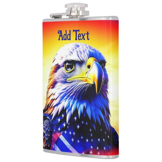愛国的なワシとアメリカ国パーソナライズされた旗 フラスク (左)