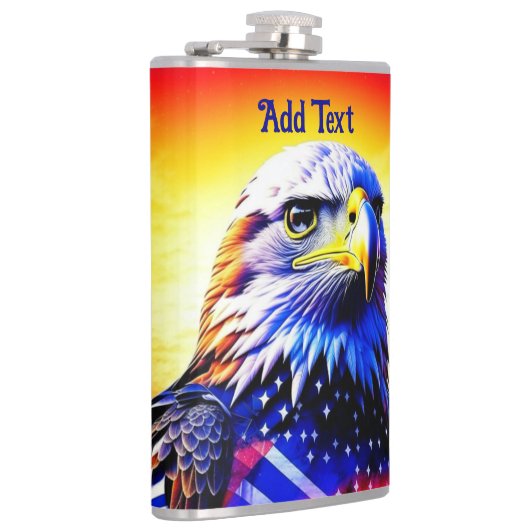 愛国的なワシとアメリカ国パーソナライズされた旗 フラスク (右)