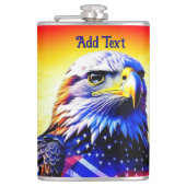 愛国的なワシとアメリカ国パーソナライズされた旗 フラスク (正面)