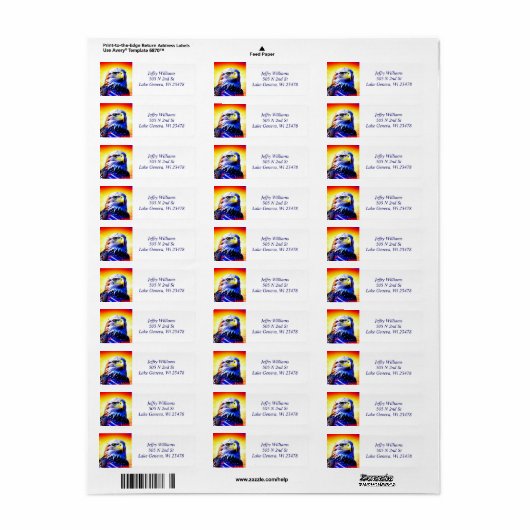 愛国的なワシとアメリカ国旗 ラベル (フルシート)