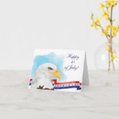 愛国的なワシ7月4日 カード (黄色い花)