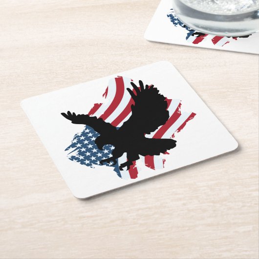 愛国的なワシ スクエアペーパーコースター (アングル)