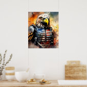 愛国的なワシ |米国 |アメリカの軍隊 ポスター (キッチン)