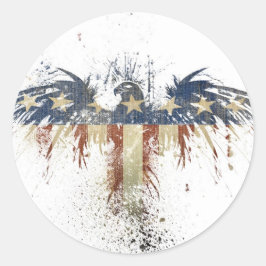 愛国的なワシ、米国/米国、悲しい国旗 ラウンドシール