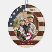 愛国的なヴィンテージアメリカ国旗の写真名 セラミックオーナメント (左)