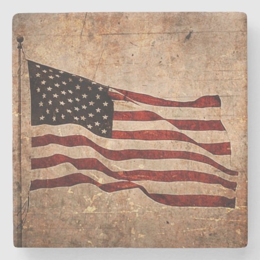 愛国的なヴィンテージアメリカ国旗の独立記念日 ストーンコースター (正面)